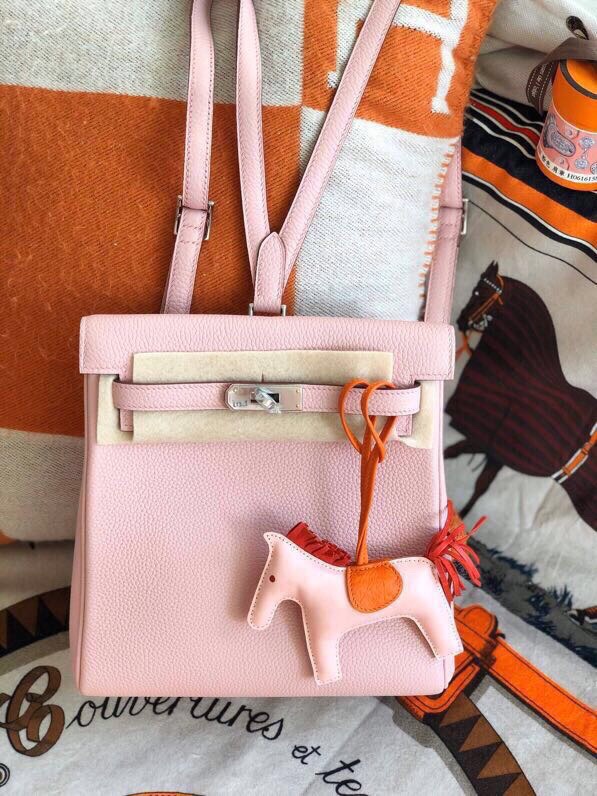 Hermes Kelly Ado Backpack In Pink Clemence Leather